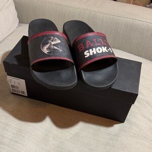 Bally Black and Red Slide Sandals